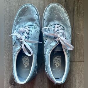 Vans Blue Satin Floral Era Stacked Platform Shoes